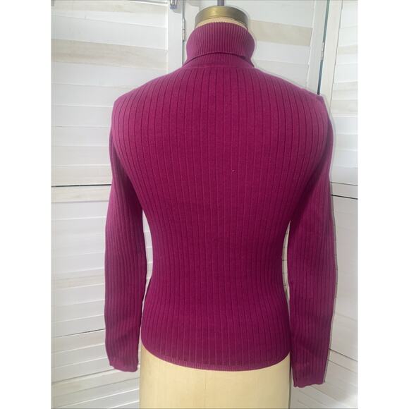 Talbots Woman’s Burgundy Turtle Neck Long Sleeve Knit Pullover Sweater Medium - Picture 4 of 8